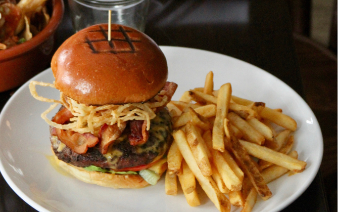 a burger and fries